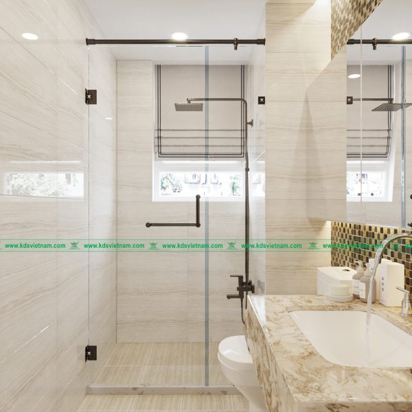 cabin phòng tắm 90 độ tường kính